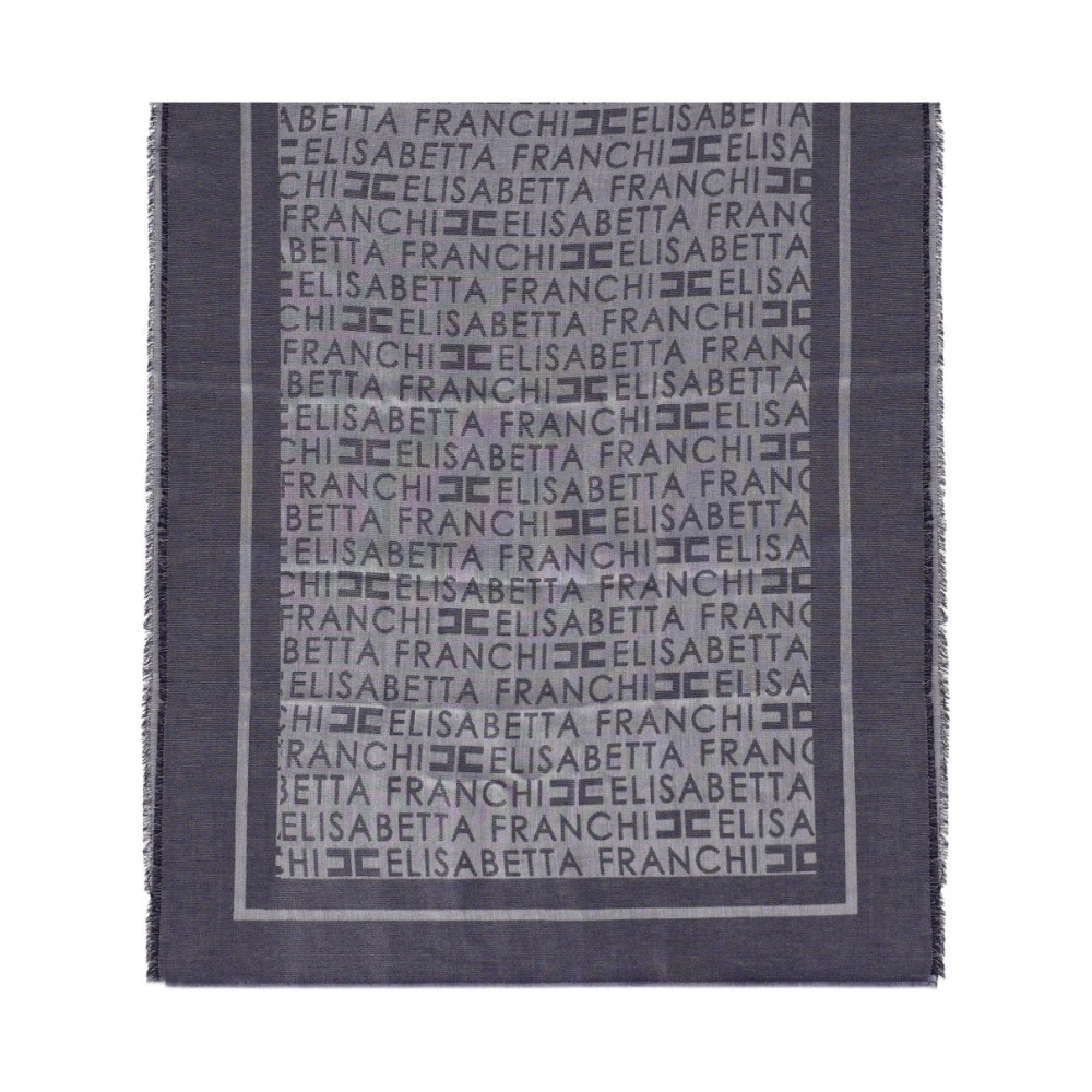 Elisabetta Franchi Gray Blue And Grey Jacquard Foulard Scarf - Female - Winter Scarves - One Size - Accessories