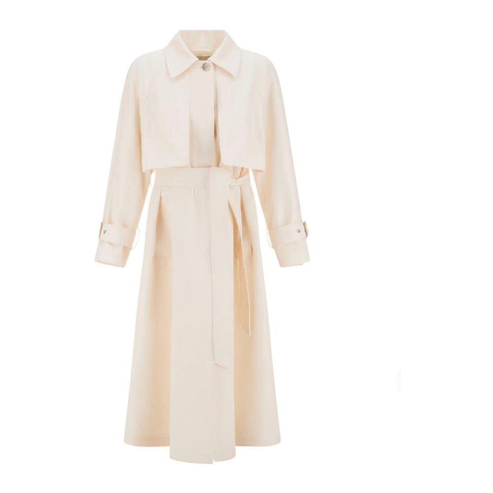 Herno Women's White Trench Coats, 2XS, Belted Trench Coat
