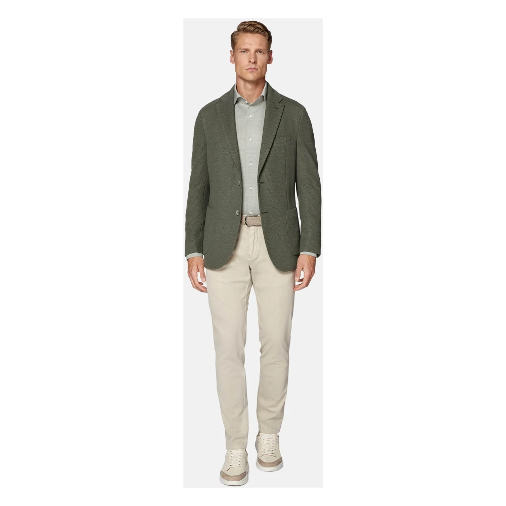 Boggi Milano Militaire jas in gestructureerde wollen jersey Beige Heren