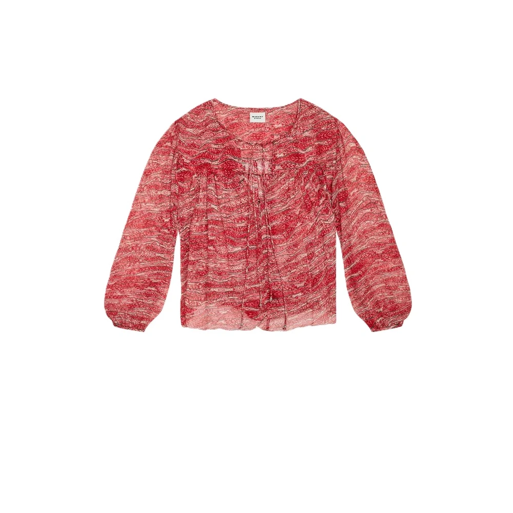 Isabel Marant Étoile Gerimpelde top met kralen trekkoorden Red Dames