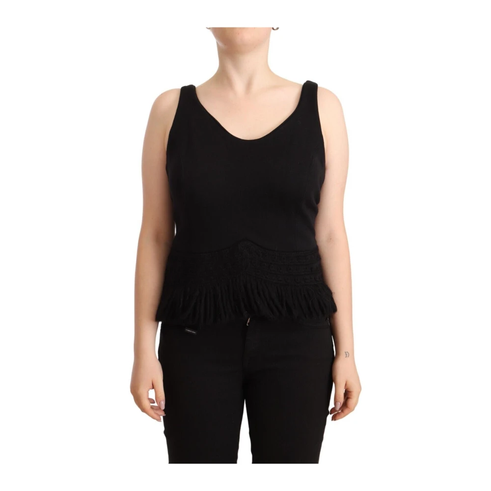 Ermanno Scervino Black Sleeveless Tank Top - Female - Sleeveless Tops - L - Tops