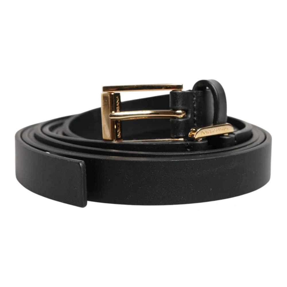 Dolce & Gabbana Unisex Black Belts,, Double Strap Leather Belt Medium