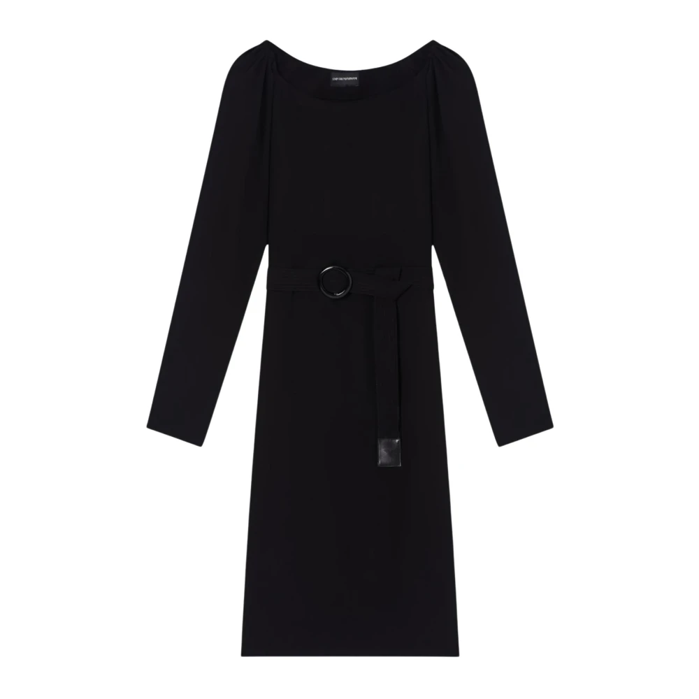 Emporio Armani Damen Schwarz Fließendes Crêpe-Kleid