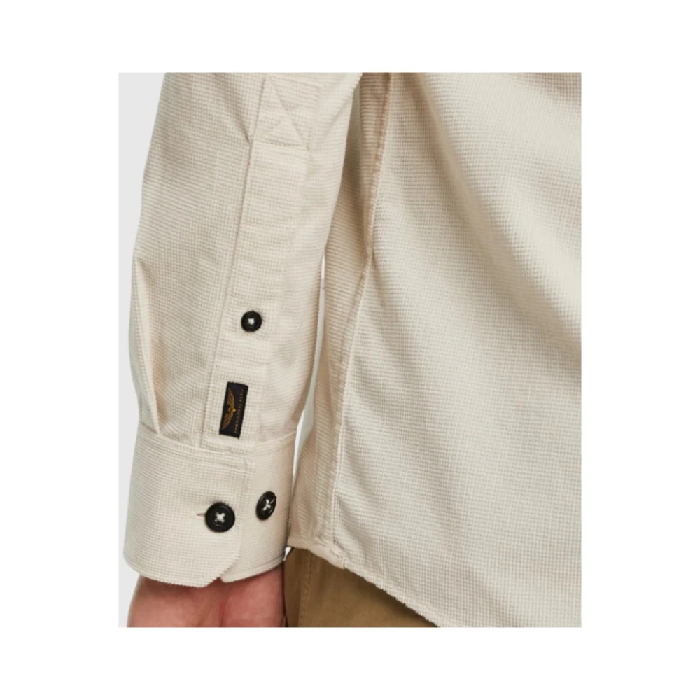 PME Legend Fijne Wafel Corduroy Overhemd Lange Mouw Beige Heren