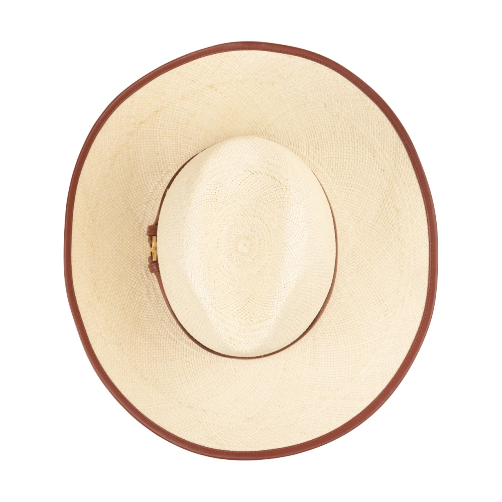 Chloé Bruine Fedora Hoed met Leren Rand Brown Dames