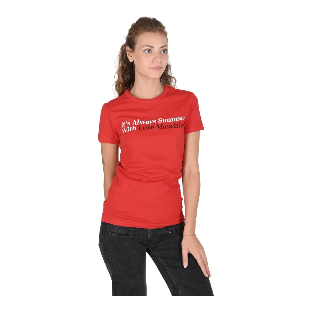 Love Moschino Katoenen T-shirt met Stijlvol Ontwerp Red Dames