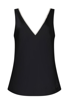 black-sleeveless-v-neck-top