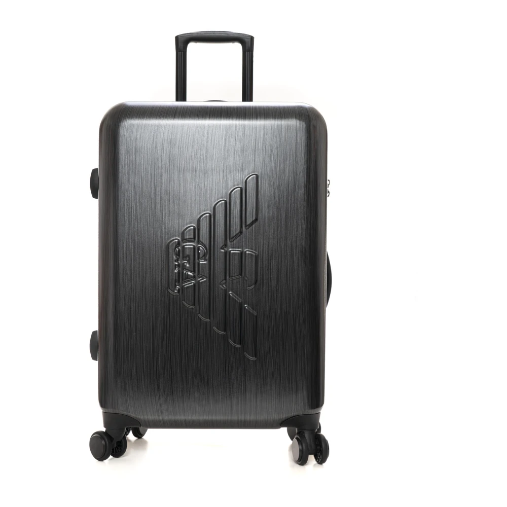 Emporio Armani Men's Black Stylish 4-Wheel Trolley With Zip Fastening - Cabin Bags - One Size - Suitcases