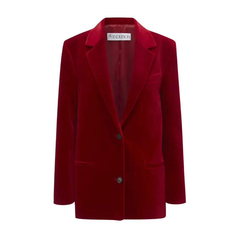 JW Anderson Röd Sammet Blazer Oversize Bomull Red, Dam