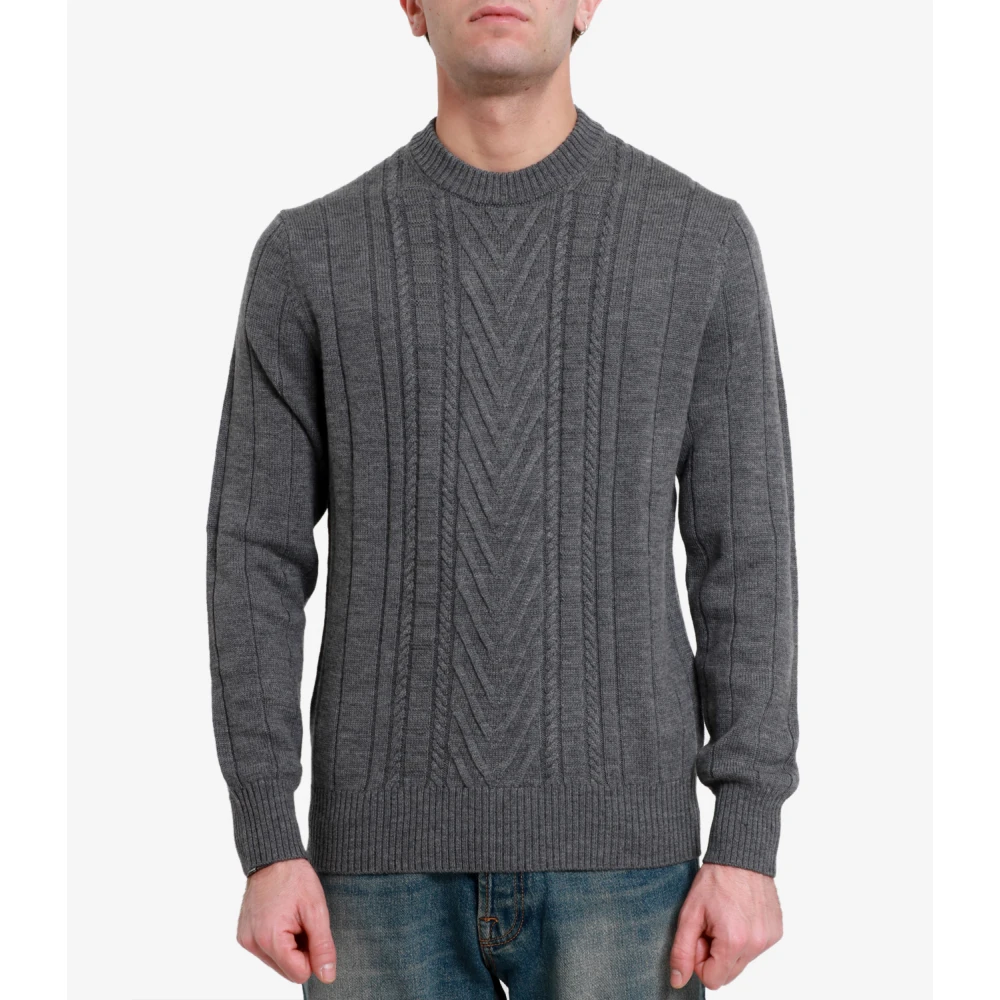 Paolo Pecora Merino wollen trui met geribbeld patroon Gray Heren
