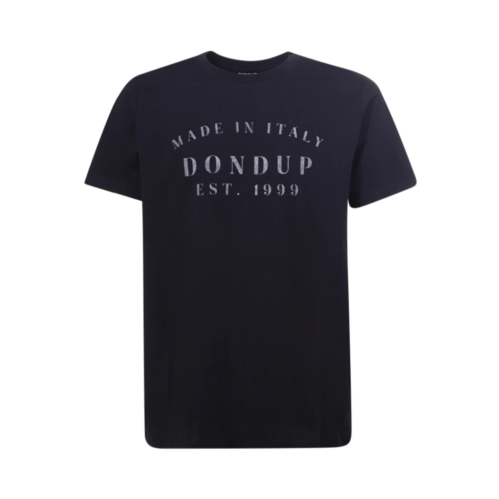 Dondup Zwarte Crew-neck T-shirt met Logo Black Heren