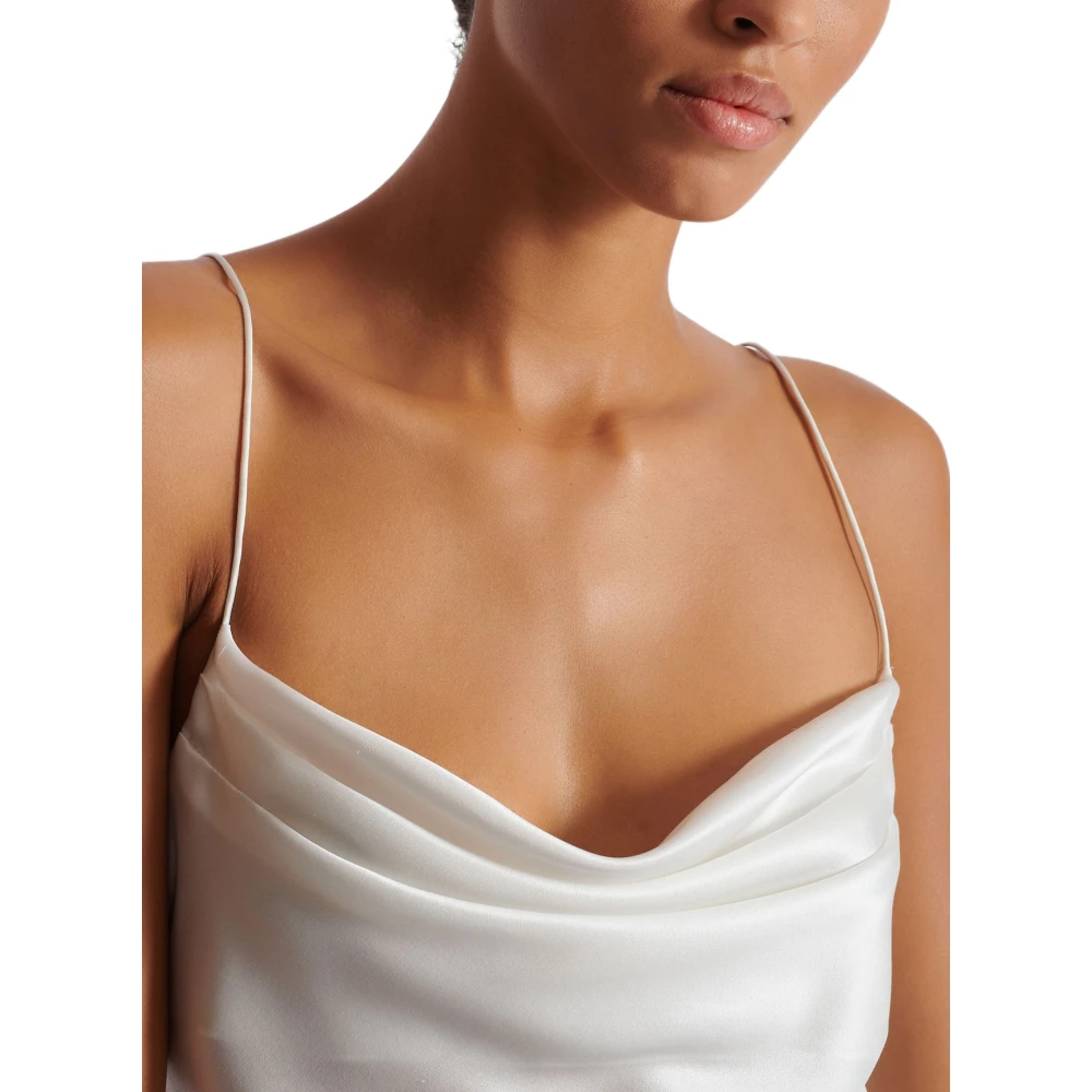 Balmain Gedrapeerde satijnen top White Dames