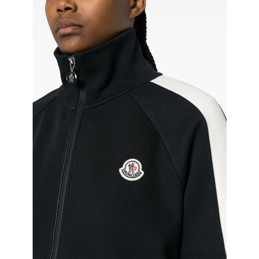 Moncler Blauwe Katoenen Rits Sweater Blue Dames