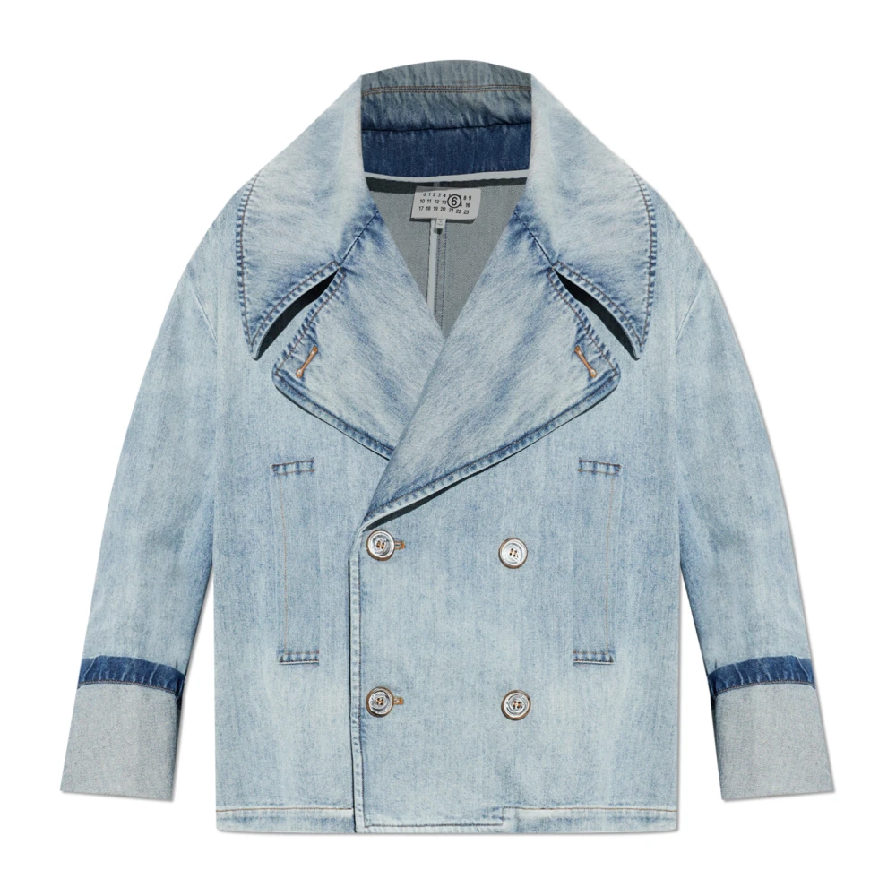 Mm6 Maison Margiela Vrouw Blauw Jassen Dames, M, Denim, Double-Breasted Denim Jacket