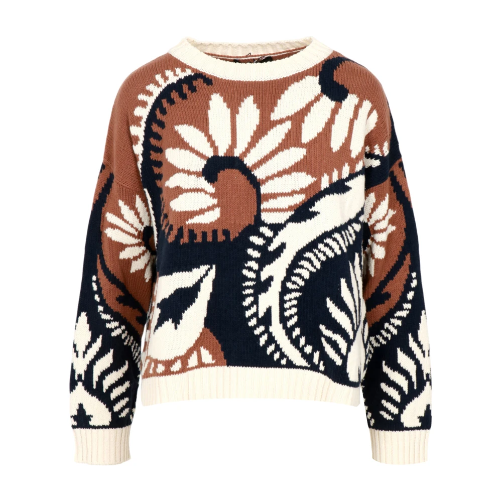Weekend Max Mara Multicolor Mönstrad Bomullströja Med Rund Hals