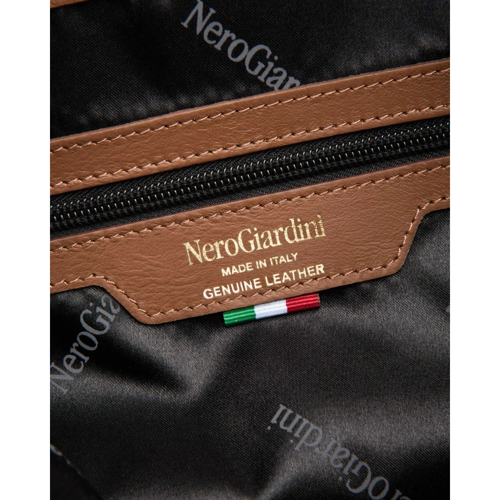 Nerogiardini Leren Hobo Tas met Logovoering Brown Dames