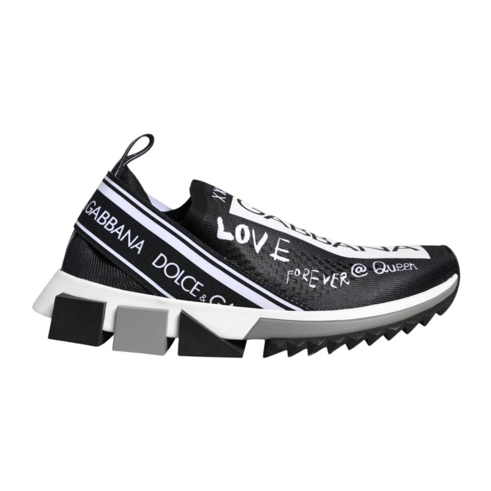 Dolce & Gabbana Women's Black/White Sorrento Sneakers Rubber Sole