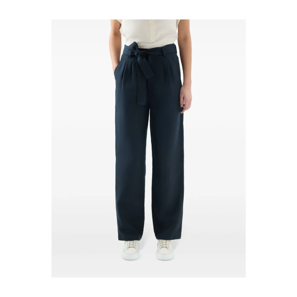 Woolrich Donkerblauwe Geplooide Broek Blue Dames