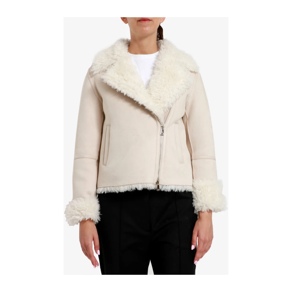 Betta Corradi Jas van imitatiebont en schapenvacht Beige Dames