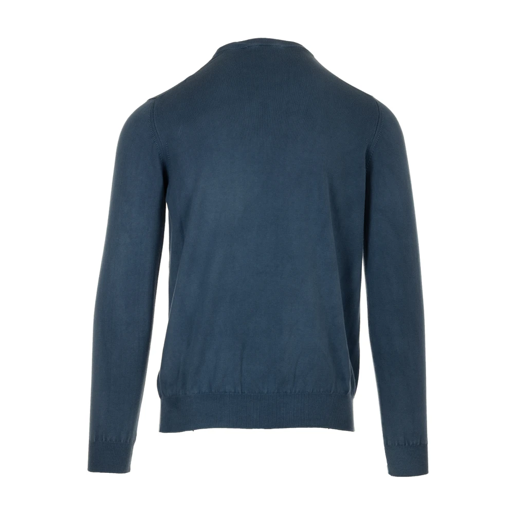 Alpha Studio Denim Sweater Girocollo ML Blue Heren