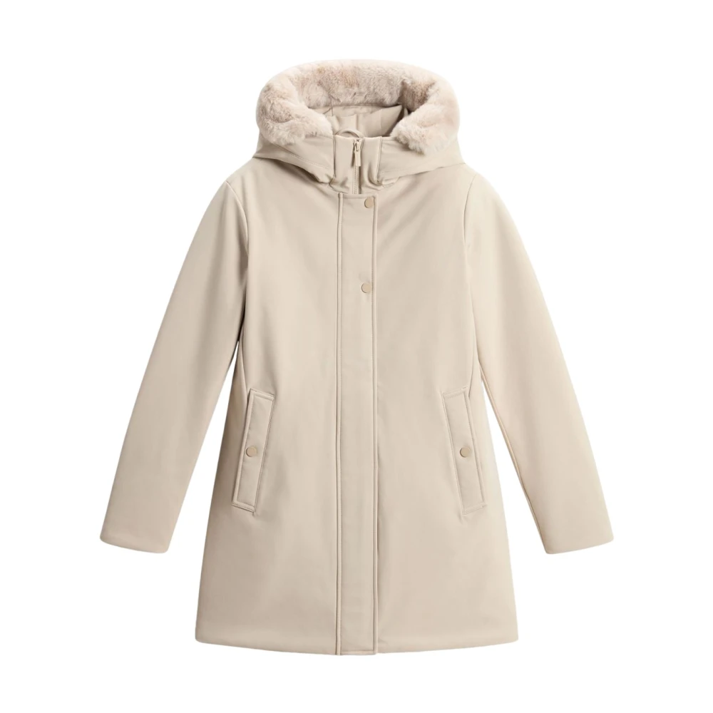 Woolrich Stijlvolle Oxford Tan Parka voor vrouwen Beige Dames