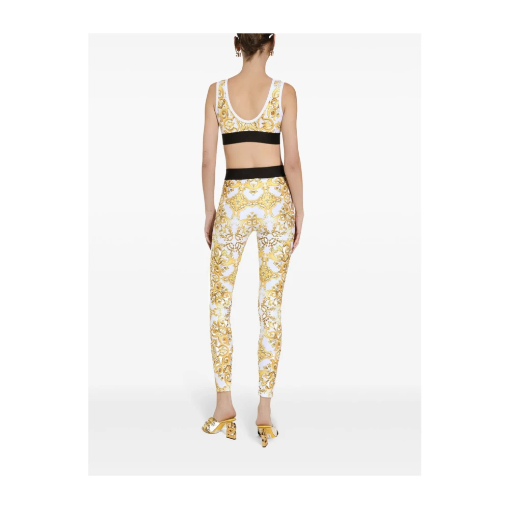 Dolce & Gabbana Majolica Print Crop Top Yellow Dames