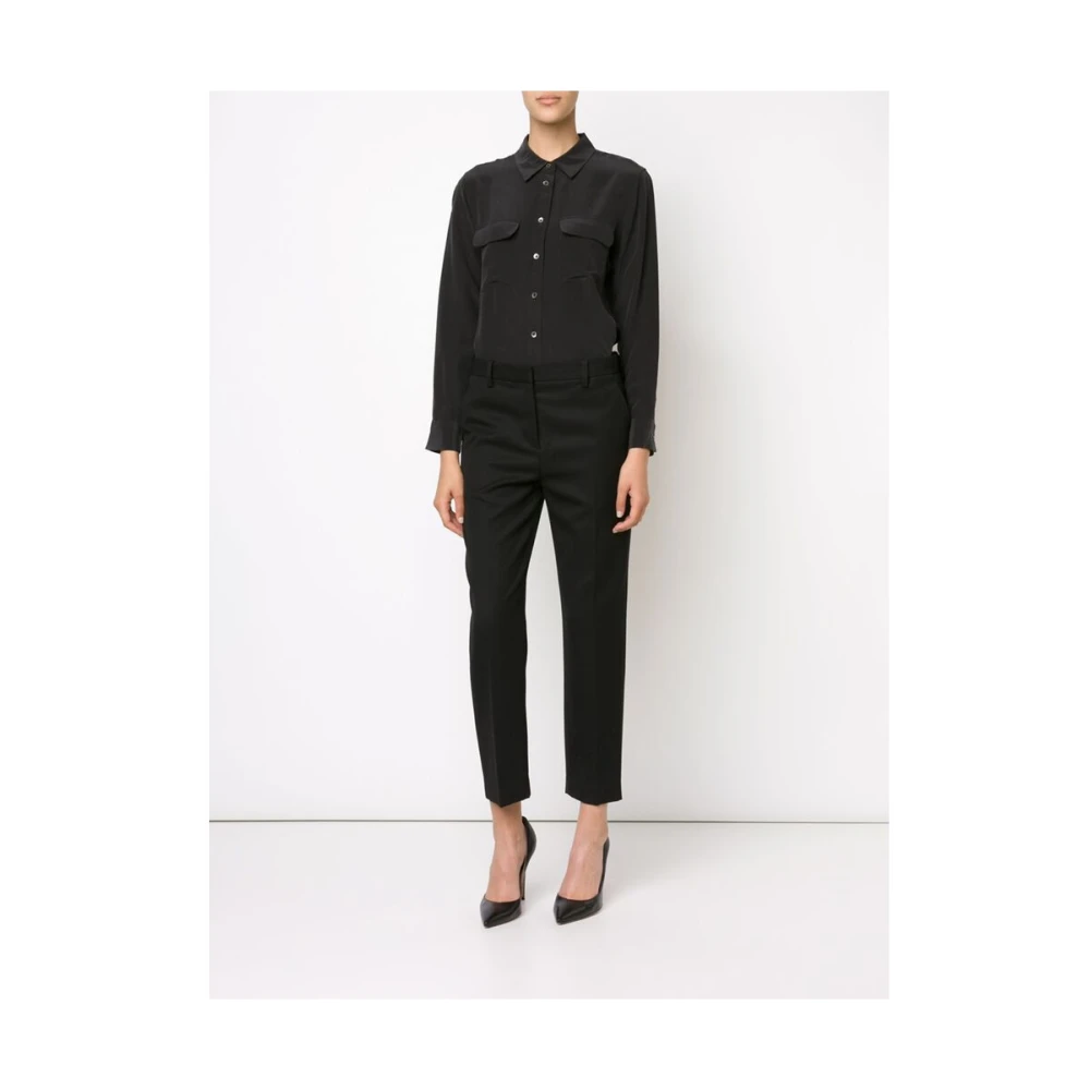 Equipment Zwarte zijden overhemd met trim Black Dames