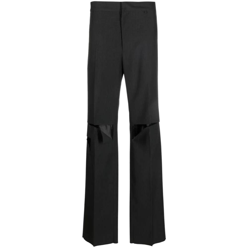 Givenchy Men's Grey Wool Cut-Out Trousers