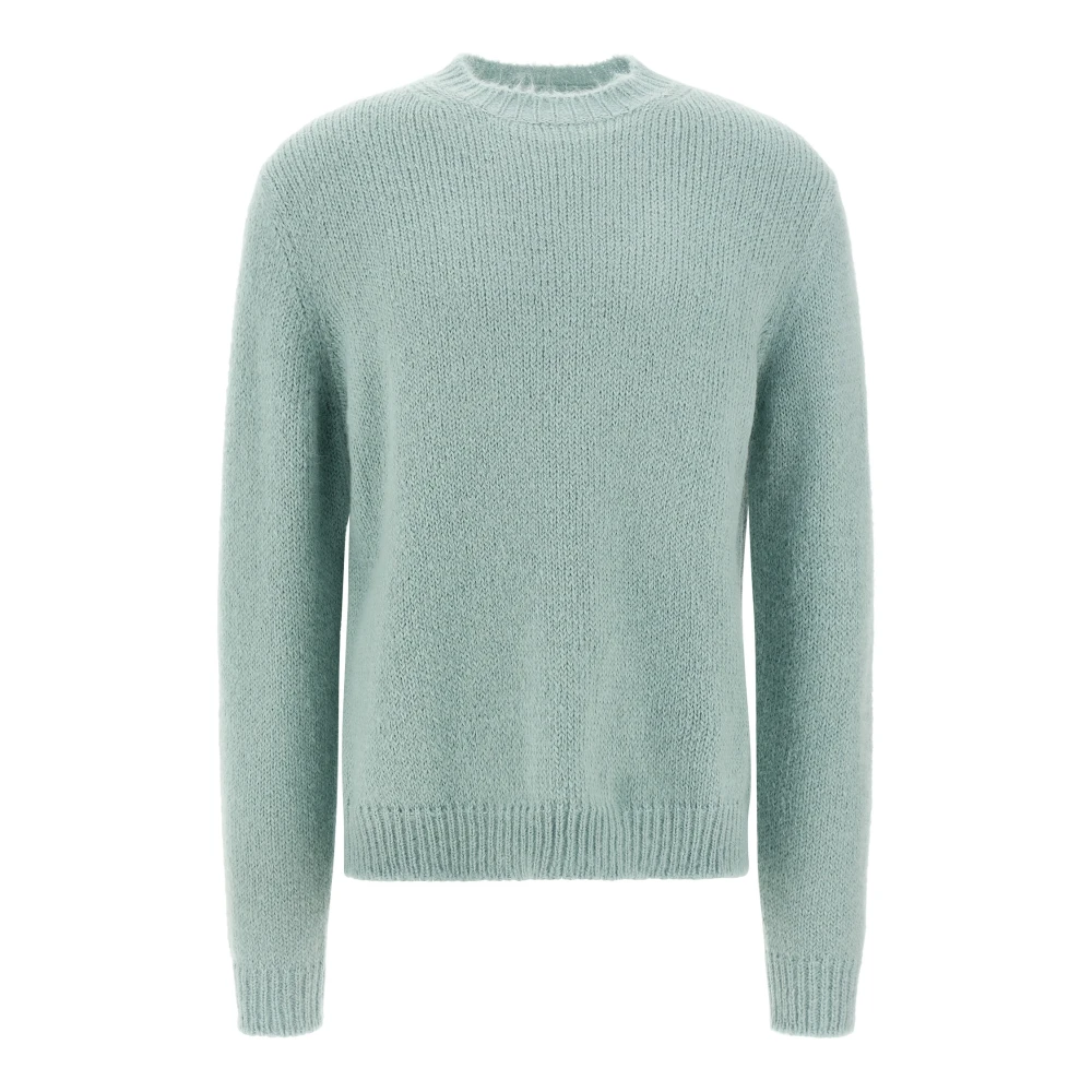 Jil Sander Men's Blue Midweight Wool Blend Crew-Neck Jumper - Round-Neck Knitwear - M - Knitwear