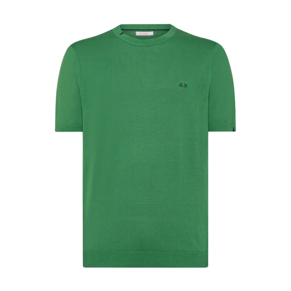Sun68 Solid Knit T-Shirt Green Heren