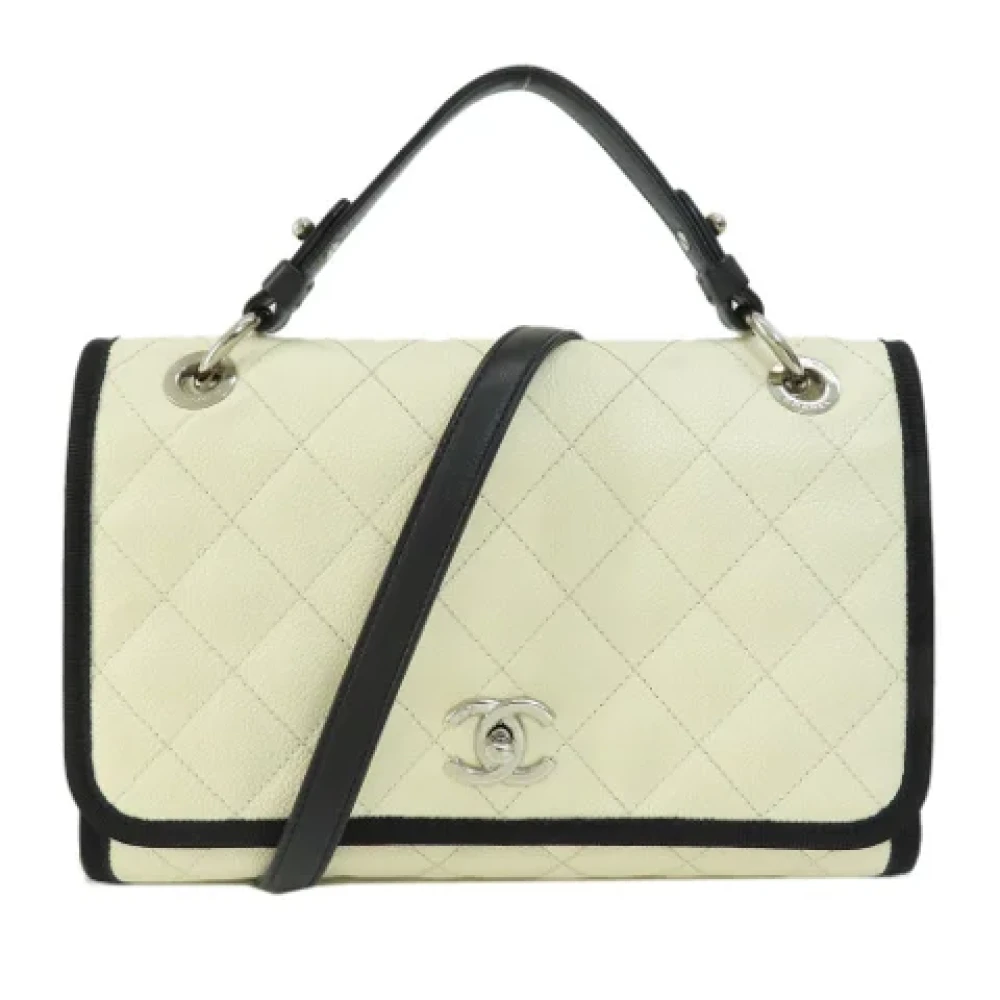 Chanel Vintage Pre-owned Leather shoppers White Dames