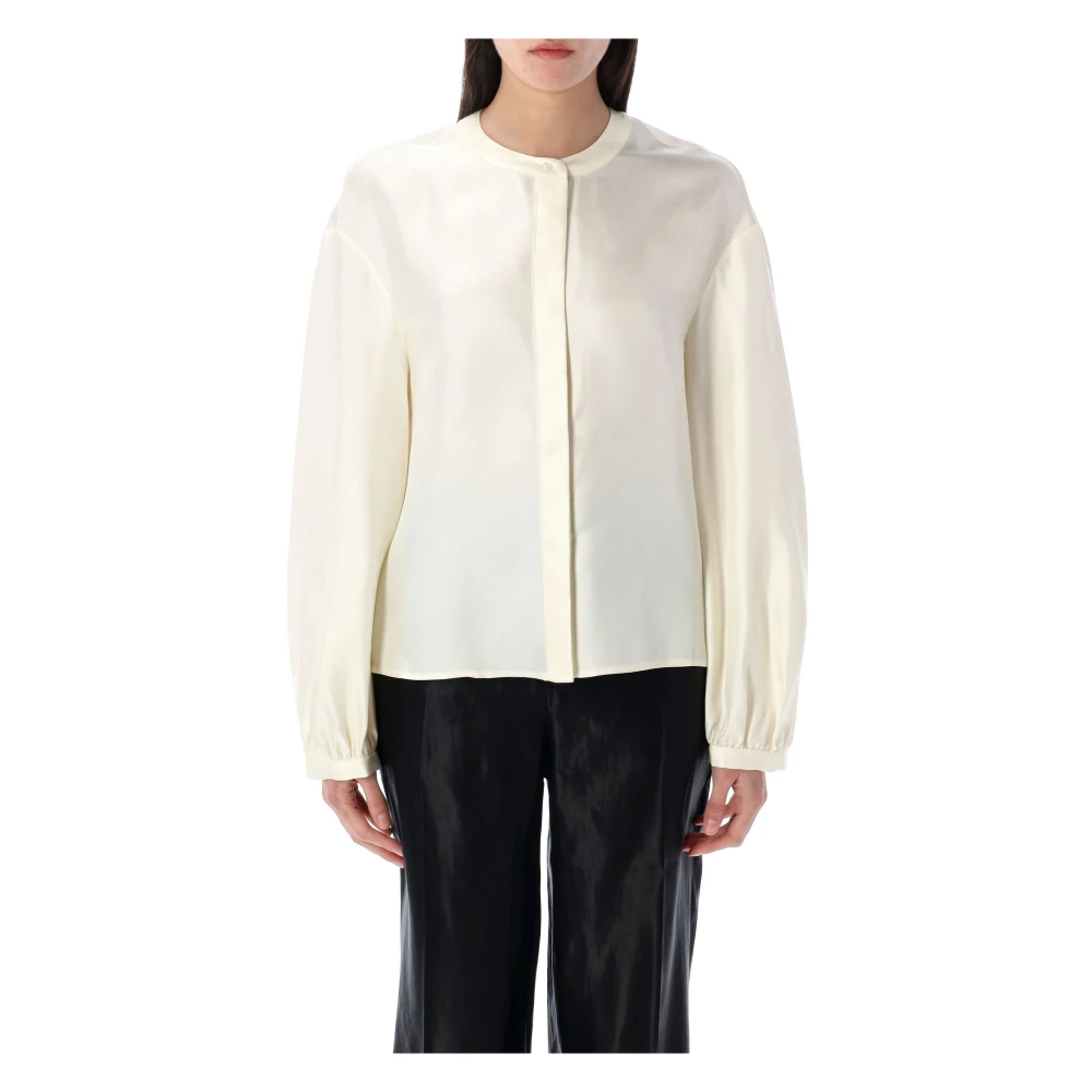 Loulou Studio Zijden Shirt Zacht Vanille Ronde Hals Beige Dames