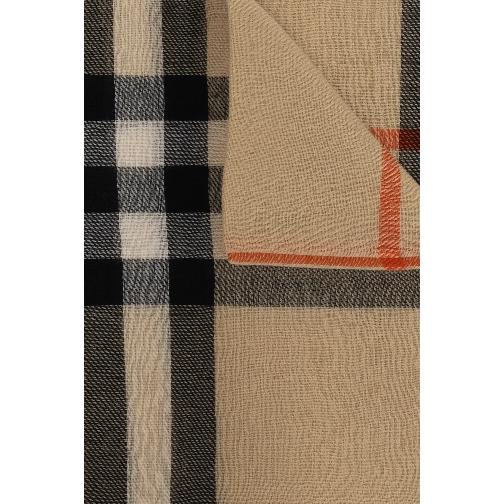 Burberry Wollen sjaal met ruitpatroon Beige Unisex