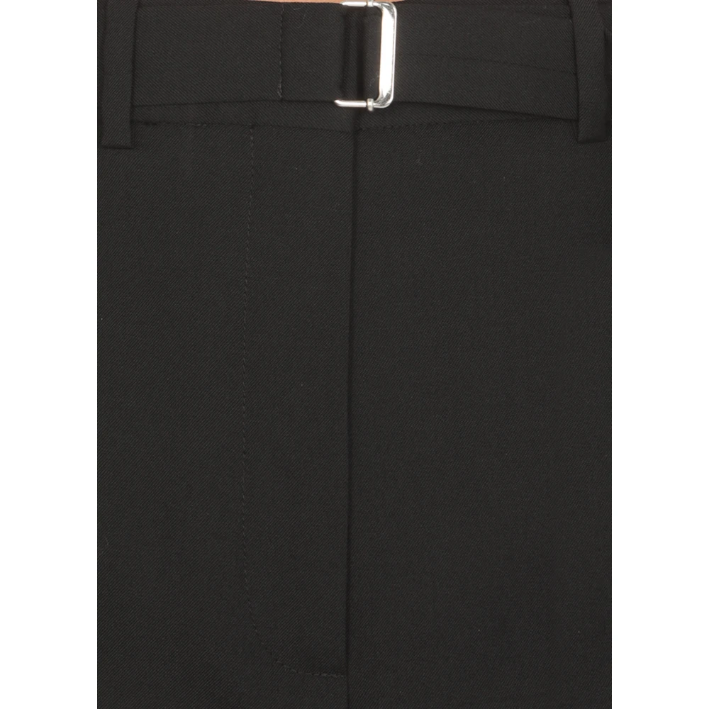 Lanvin Zwarte wollen palazzo broek met riem Black Dames