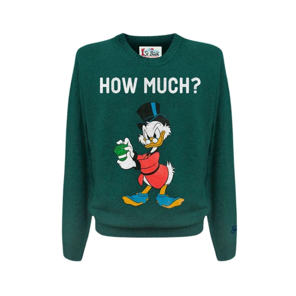 MC2 Saint Barth Heron Sweater Lichtgewicht Jacquard Print Green Heren
