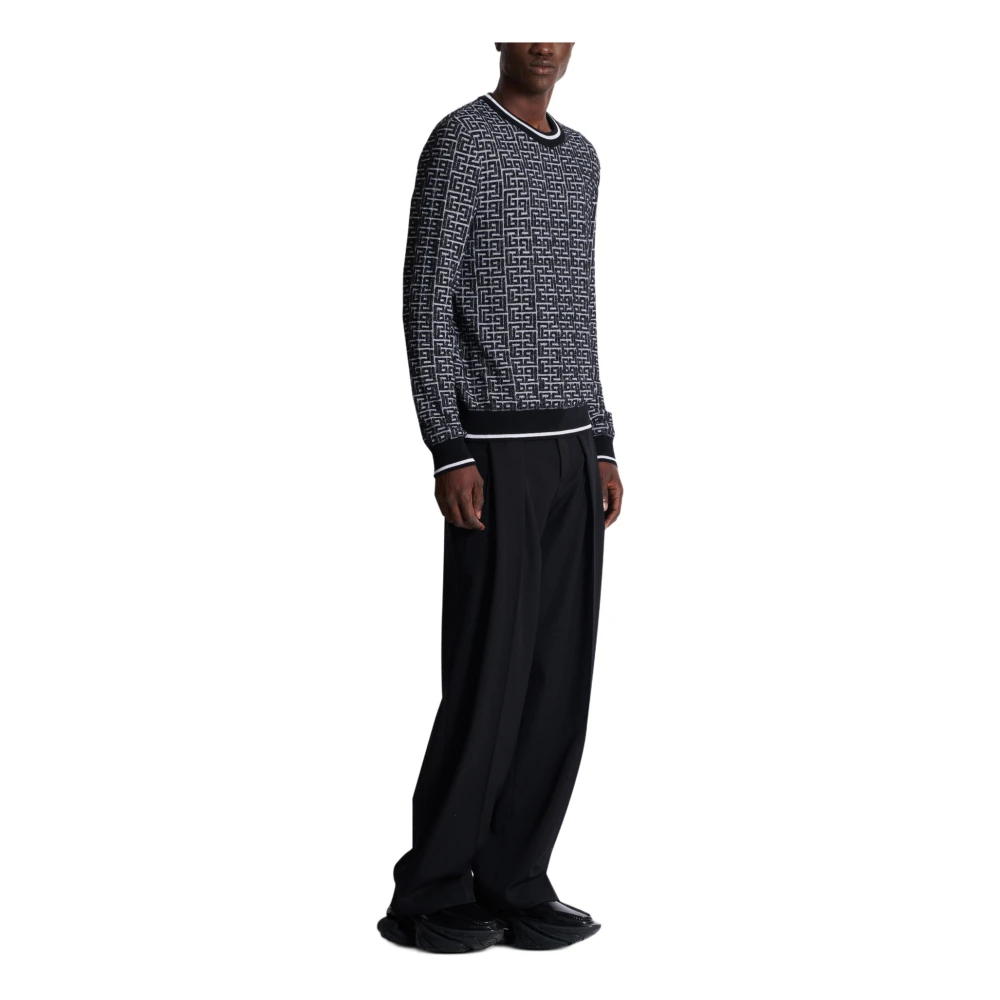 Balmain PB Labyrinth gebreide juper Black Heren