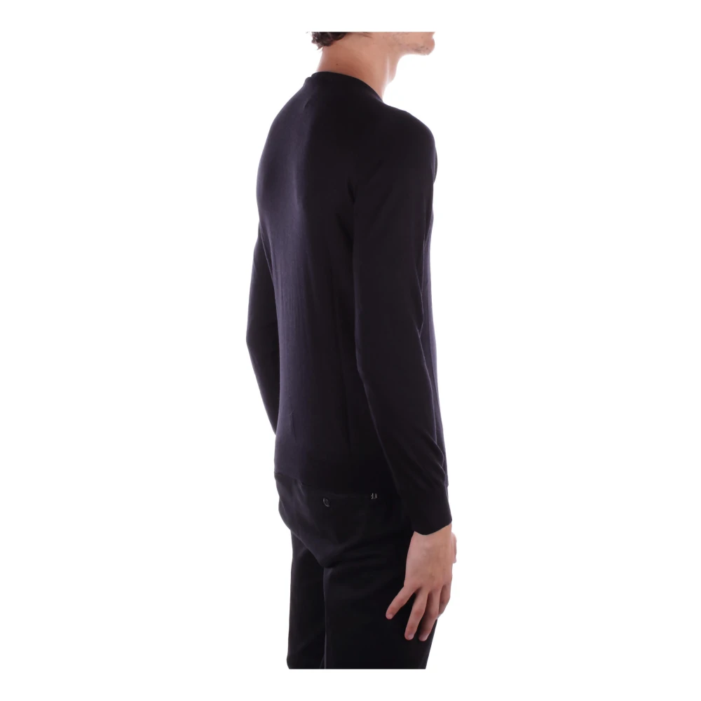 Tagliatore Zwarte Trui Zijde Wol Mix Black Heren