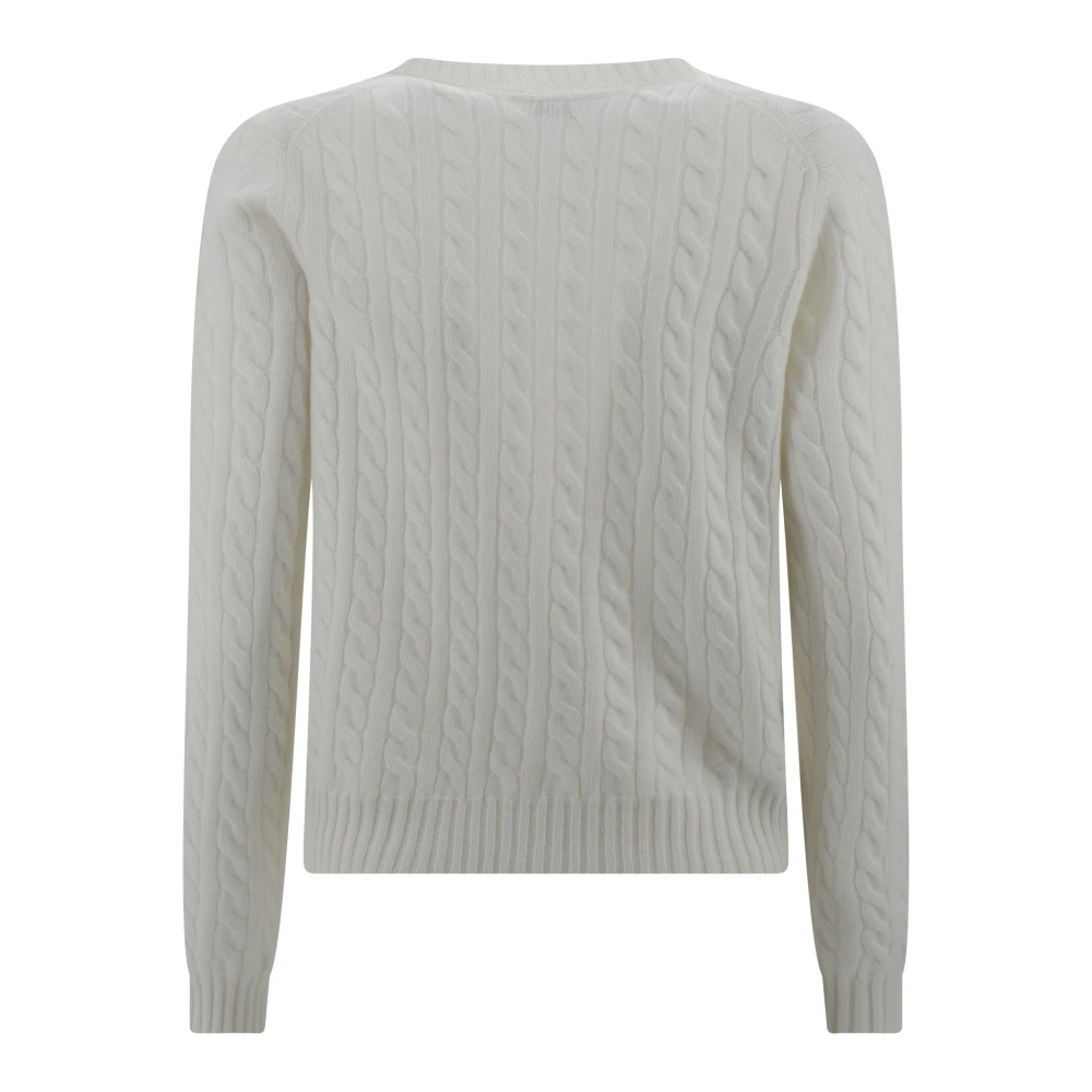 BRUNELLO CUCINELLI Kasjmier V-hals trui met applicatie White Dames