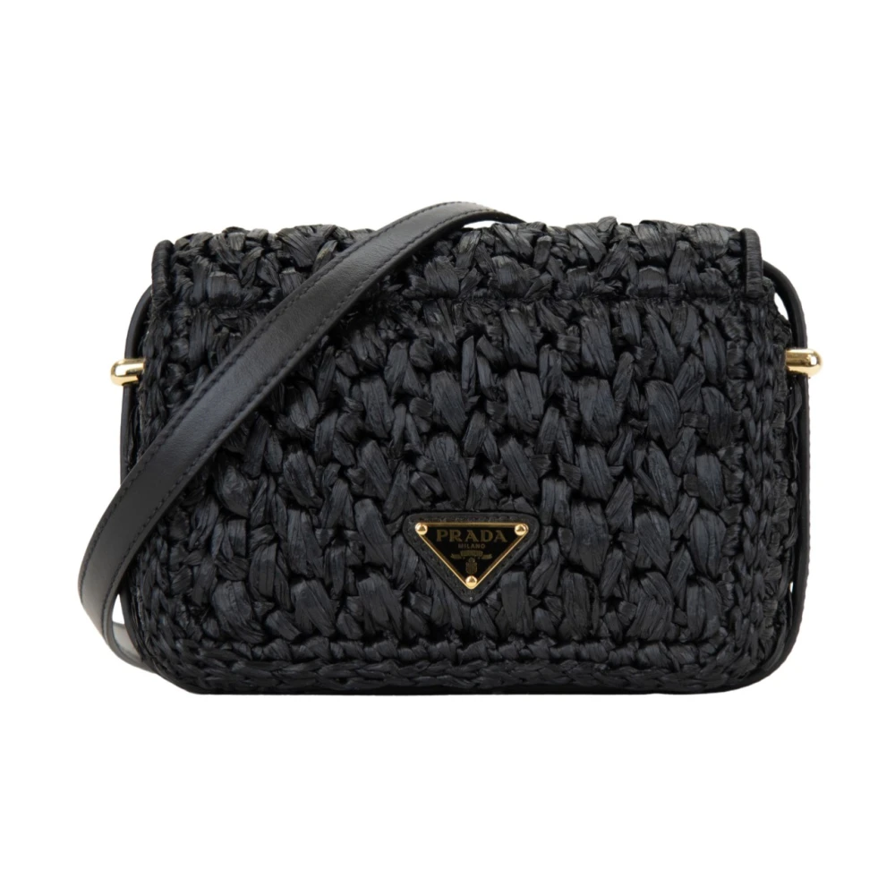 Prada Kvinno Svart Väskor Dam, One Size, Läder, Borsa A Tracolla Bottone Magnetico
