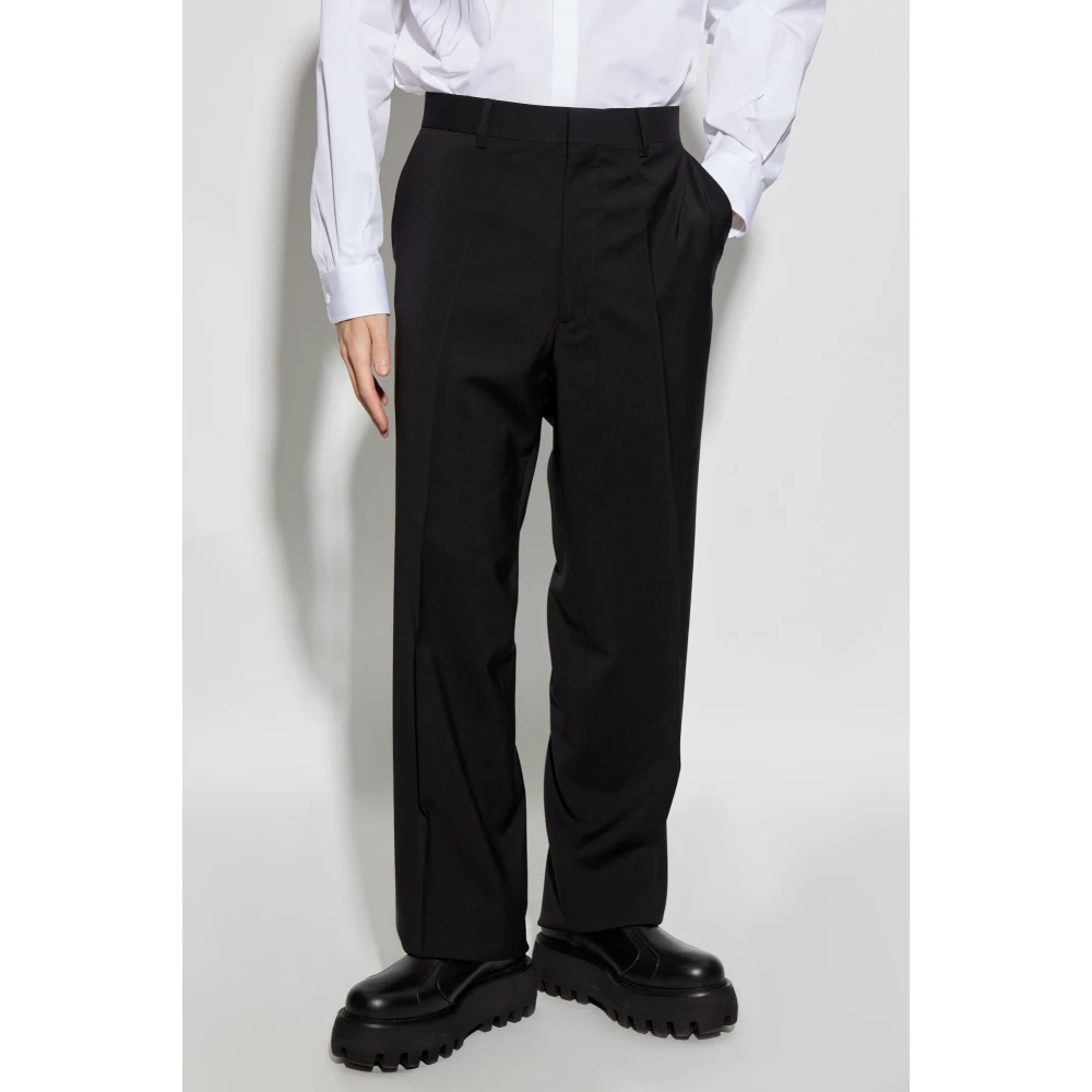 Moschino Wollen broek met vouw Black Heren