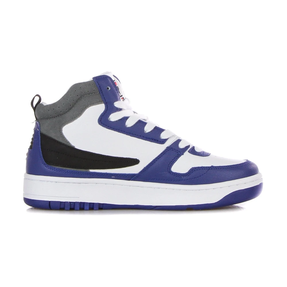 Fila Men's Blue Sneakers, 7 Uk, White Mid Sneaker With Embroidered Logo