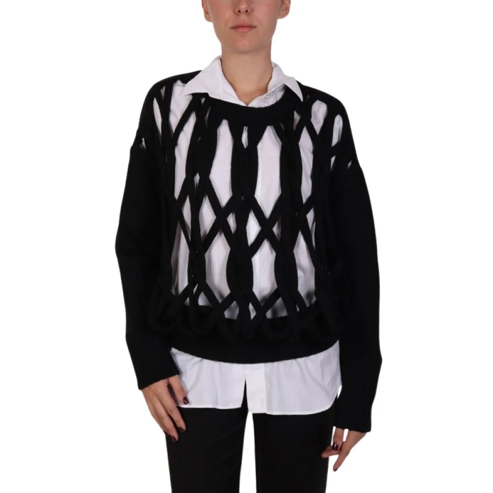 Patrizia Pepe Donna Nero Maglione In Trama Di Lana