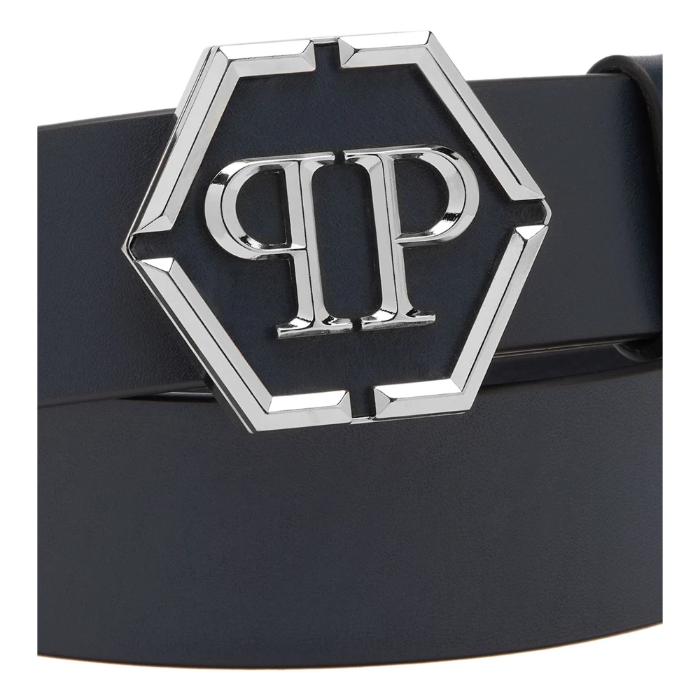 Philipp Plein Leren Riem met Uniek Ontwerp Blue Heren