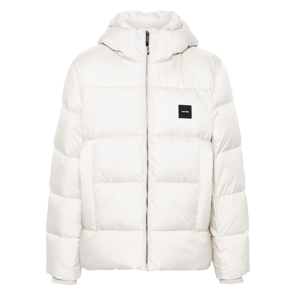 Calvin Klein Men's Beige Winter Jackets, Xs, Stony Hooded Quilt Puffer Jacket