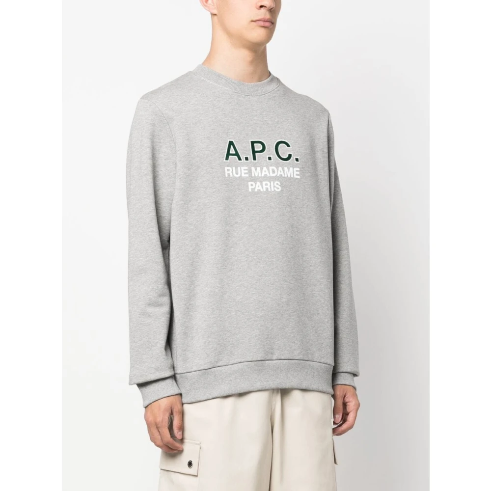 A.p.c. Logo Sweatshirt Grijs Gray Heren