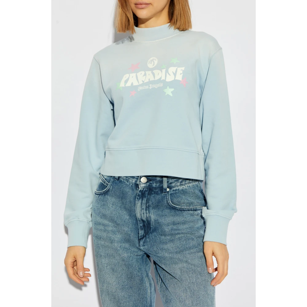 Palm Angels Sweatshirt met logo Blue Dames