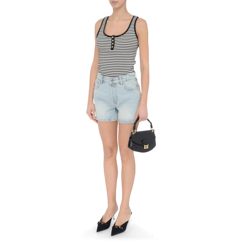 Anine Bing Gestreepte Katoenen Rib Tanktop Black Dames