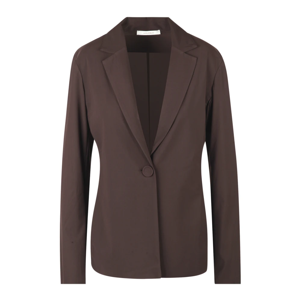 Maliparmi Jersey Blazer met Reguliere Revers Kraag Brown Dames