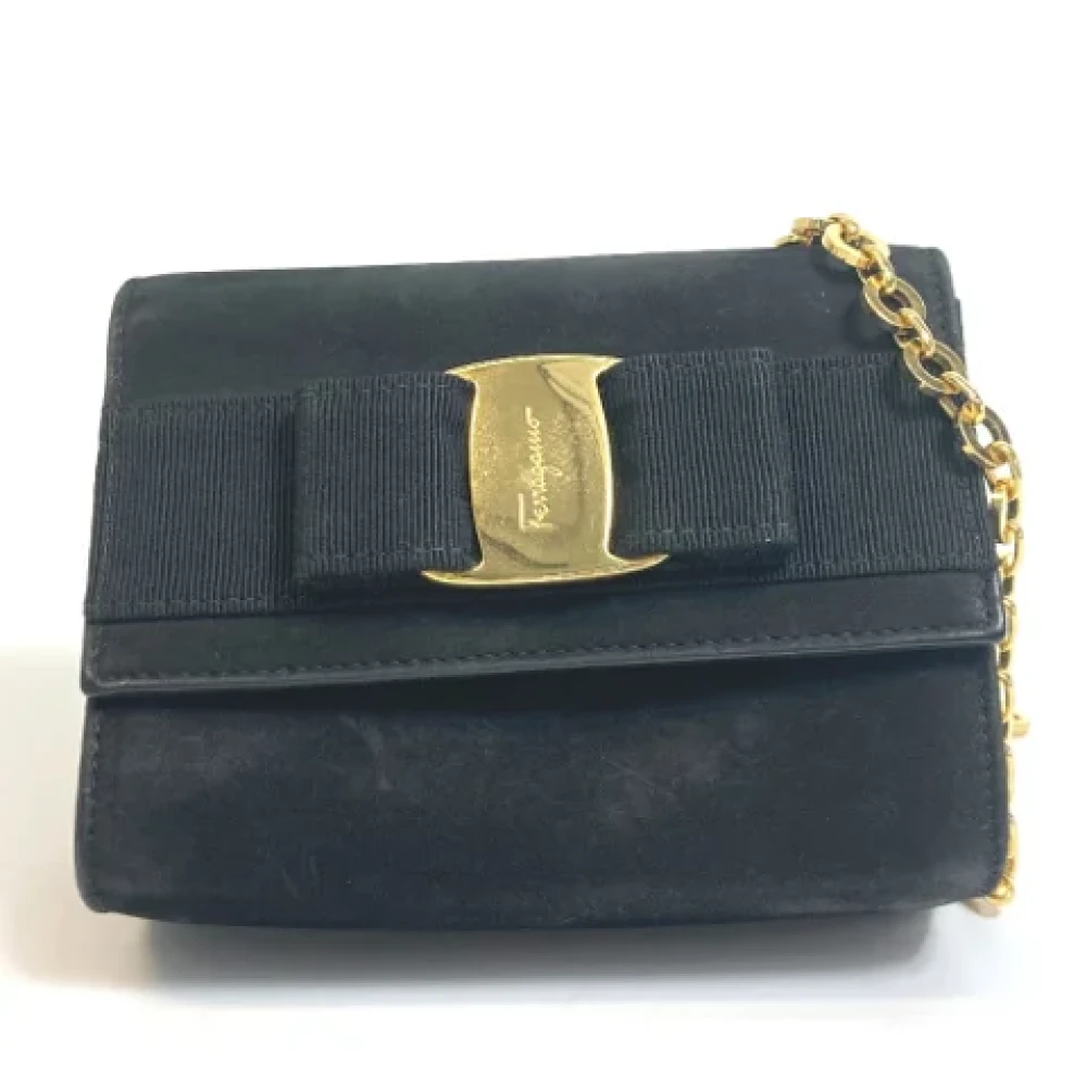 Salvatore Ferragamo Pre-owned Suede shoulder-bags Black Dames