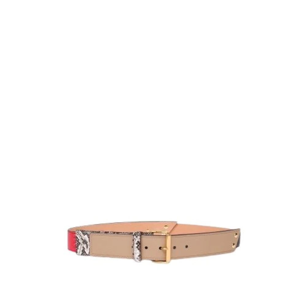 Moschino Rood-Beige-Zwart Leren Couture Riem Beige Dames